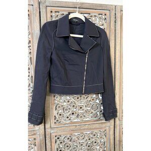 Jacket claudia strater black biker crop buckle size 34 small
